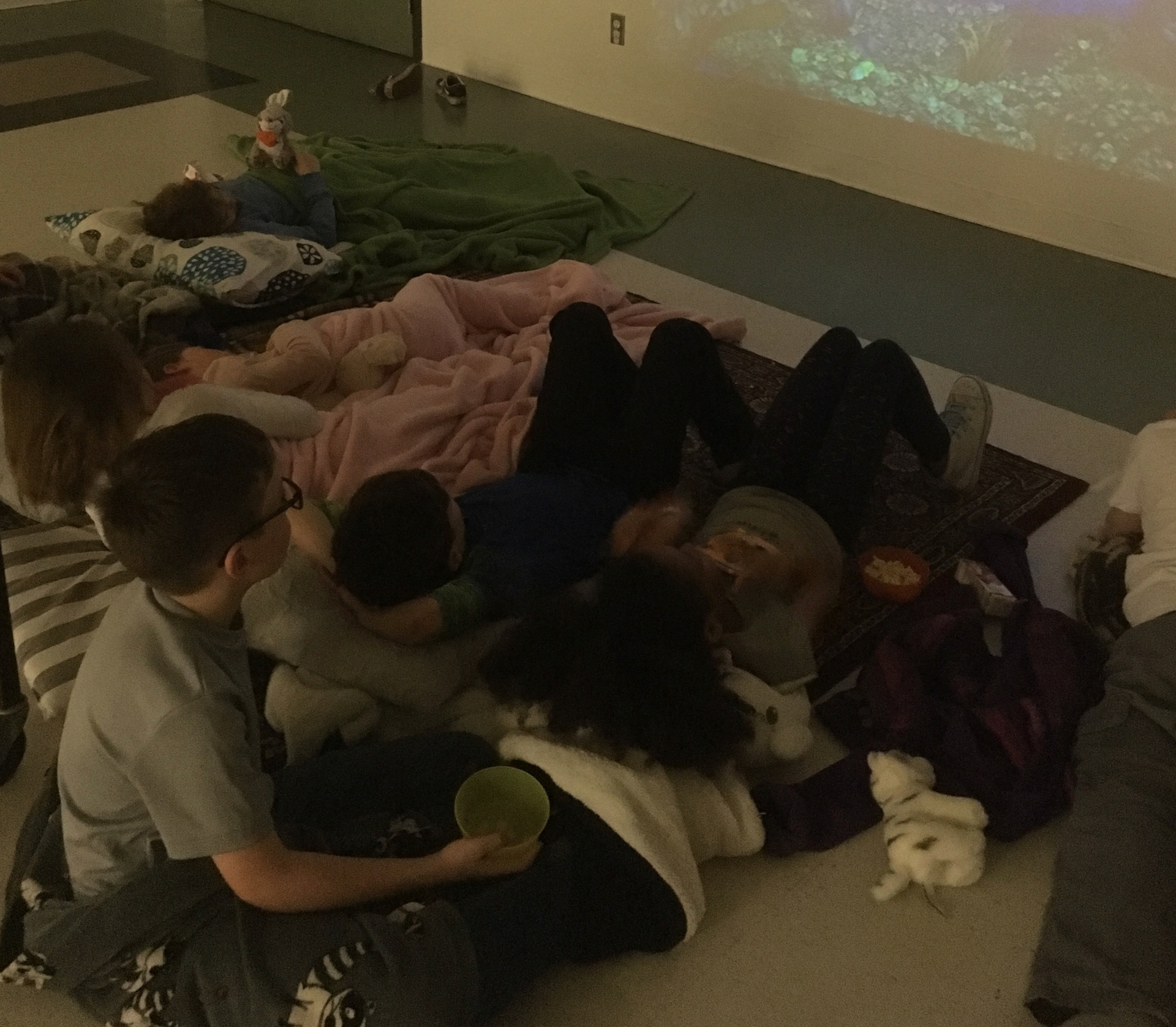 Sunday School watching a video