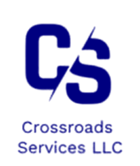 Blue “CS” logo with Crossroads Services LLC text