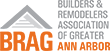BRAG logo with gray roof icon and orange text: “Builders & Remodelers Association of Greater Ann Arbor”
