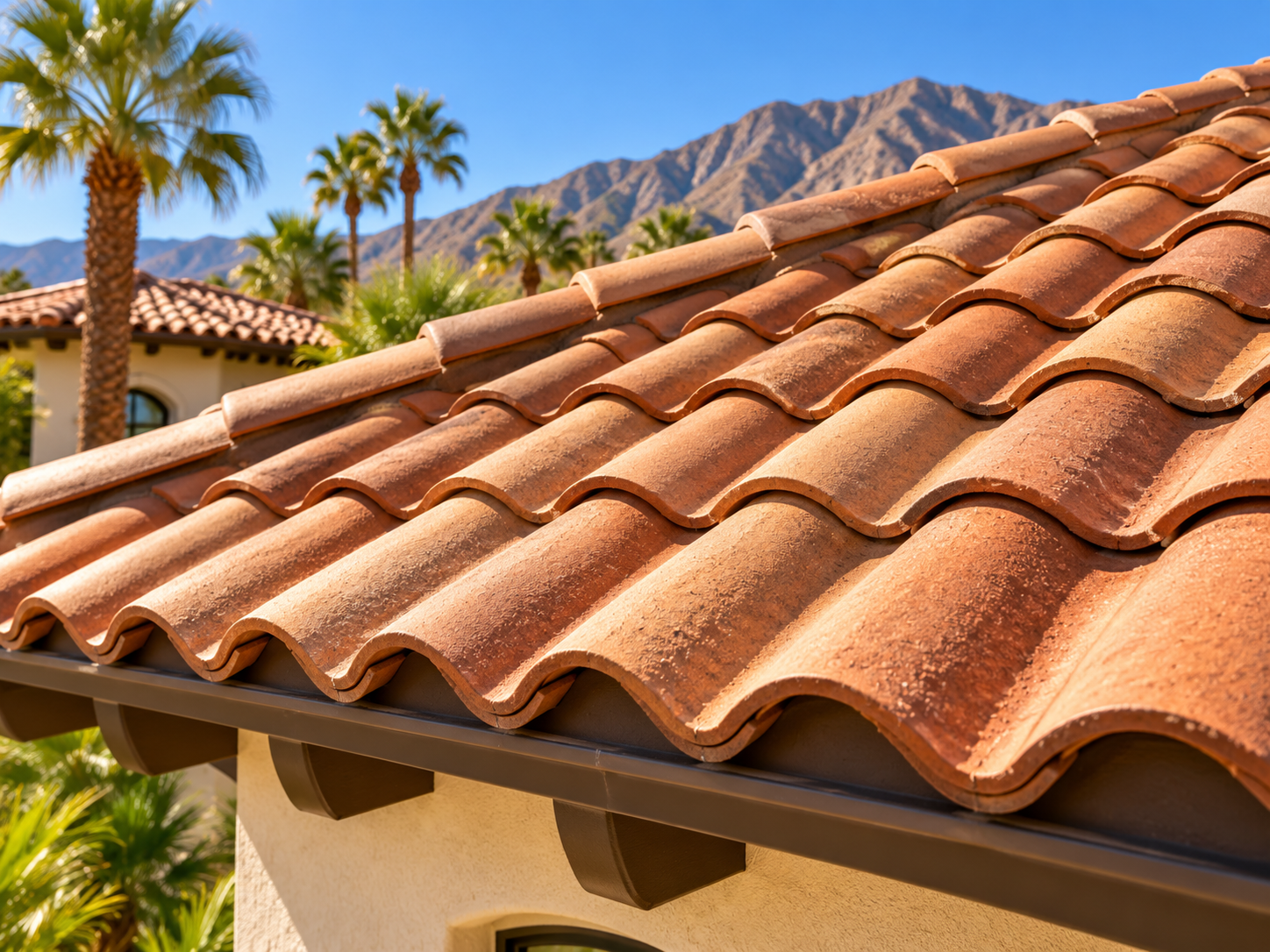 Traditional terracotta Spanish barrel roof tiles