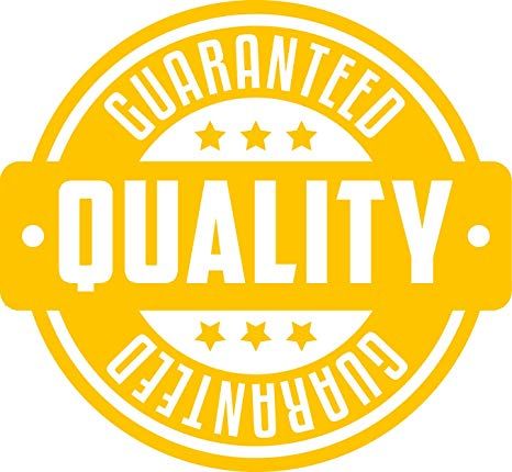 A yellow stamp that says guaranteed quality on it