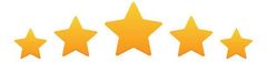 A row of five yellow stars on a white background.