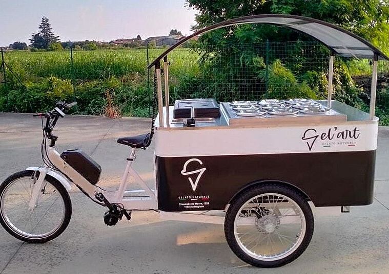 GUARDA CARRETTI GELATO Carretto Gelati Cargo Bike con Freezer Pozzetto 9 gusti per gelato artigianale