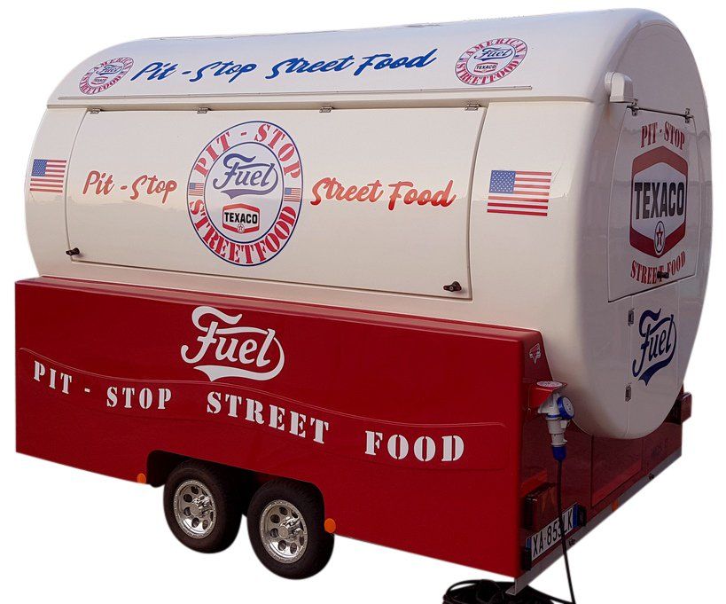 Chioschi Mobili a rimorchio e fissi in vetroresina per Street Food e Gelateria ambulante