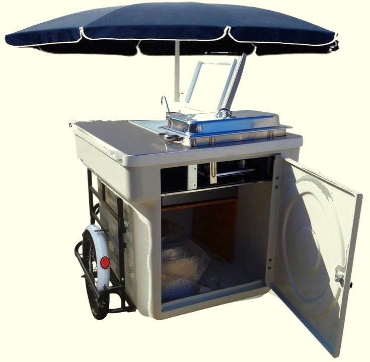 rimorchietto per bicicletta street food per hot dog crepes aperitivi panini piadine