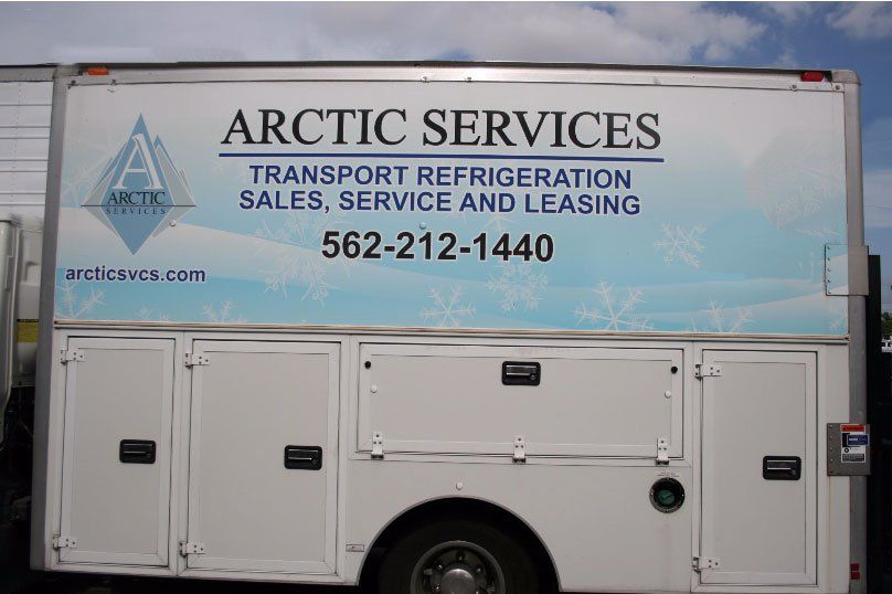 Side Of Delivery Van — Mobile Refrigerated Trailer Repairs — Arctic Services 562-212-1440 Side Of Delivery Van — Mobile Refrigerated Trailer Repairs — Arctic Services 562-212-1440