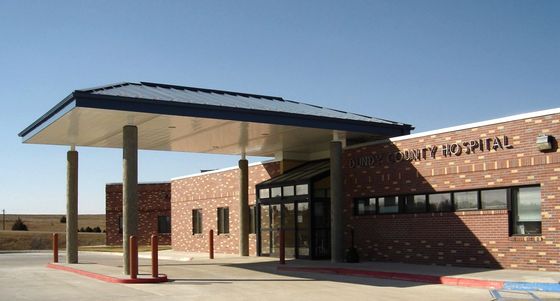 Dundy County Hospital building with a canopy over the entrance