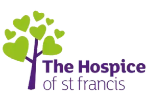 The hospice of st francis logo has a tree with hearts on it