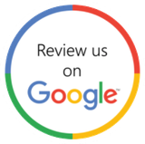 Review us on Google badge with multicolor ring and Google logo