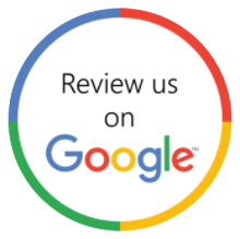 Review us on Google badge with multicolor ring and Google logo