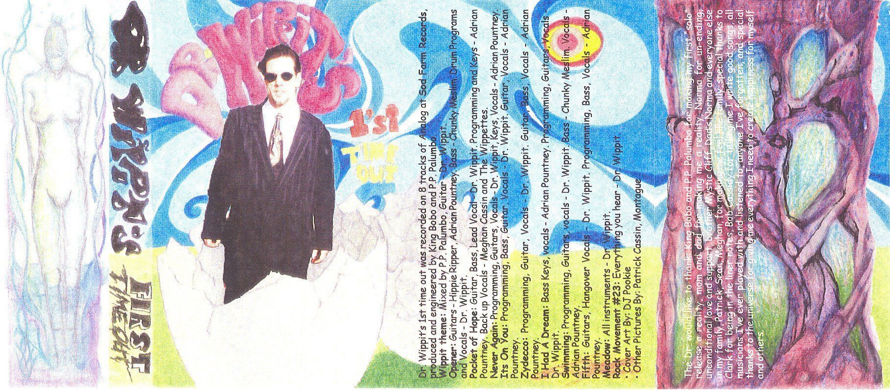 Stylized portrait of a man in a suit against a colorful abstract background with blue, purple, and green patterns