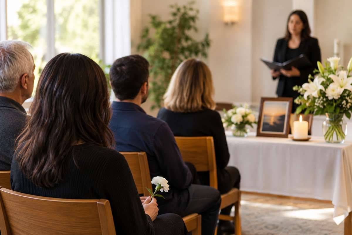 Family attending a simple memorial service with funeral services Chula Vista