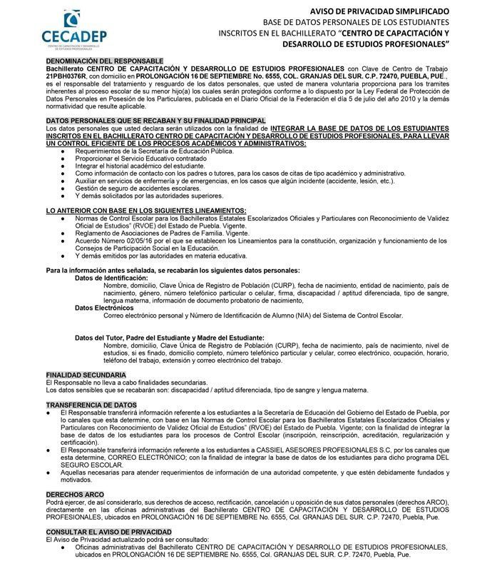 CECADEP - Mapa curricular