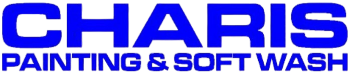 Logo reading “CHARIS Painting & Soft Wash” in blue text on white background