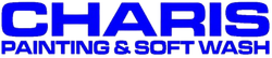 Logo reading “CHARIS Painting & Soft Wash” in blue text on white background