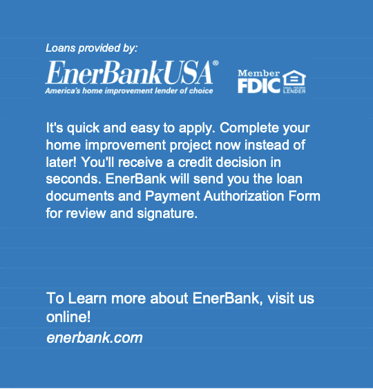 EnerBank USA – New Albany, OH — PDF Builders Blue ad for EnerBankUSA home improvement loans, mentioning quick application and online access at enerbank.com.