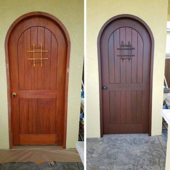 Entry door staining