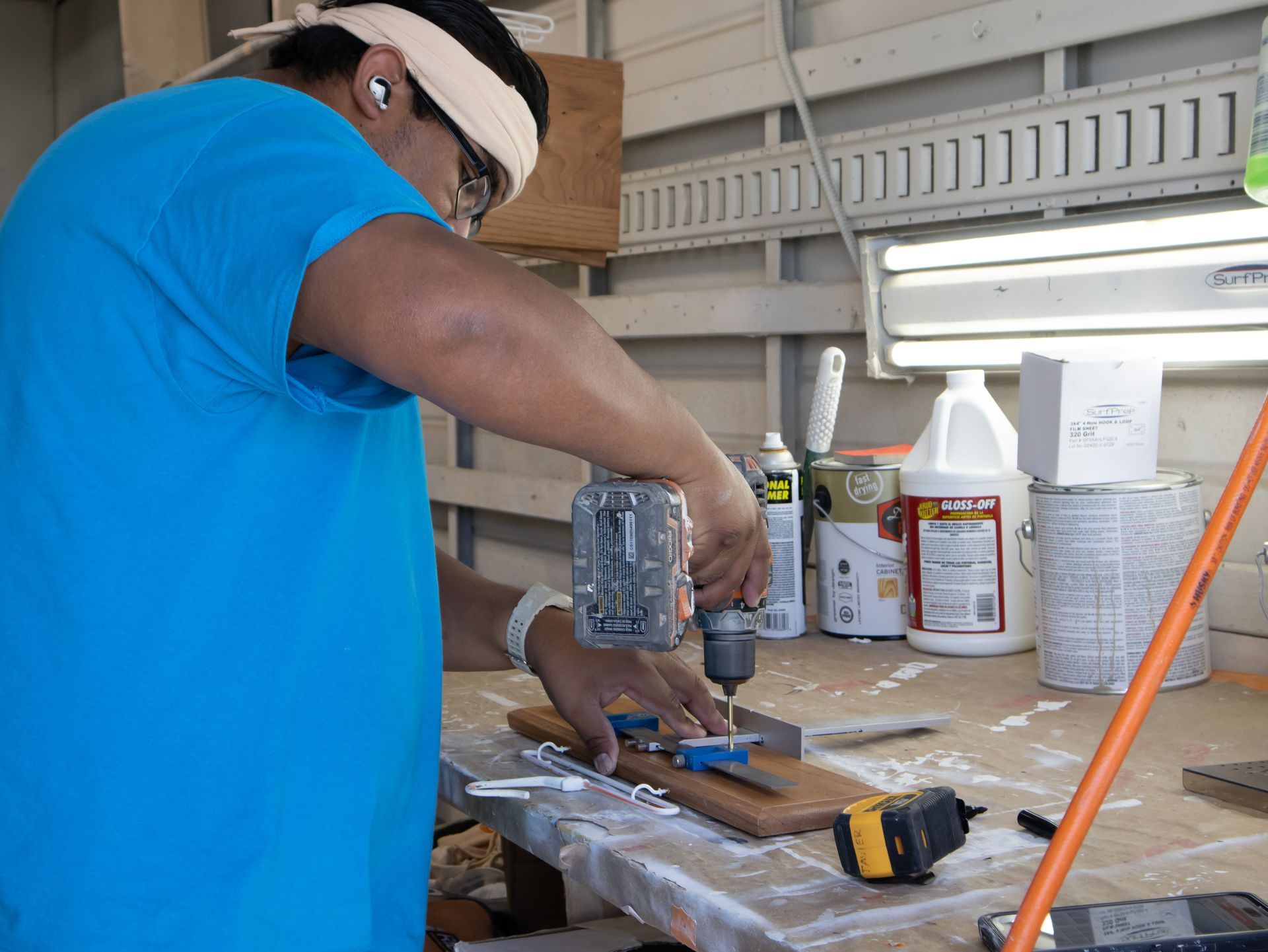 craftsman fixing a cabinet
