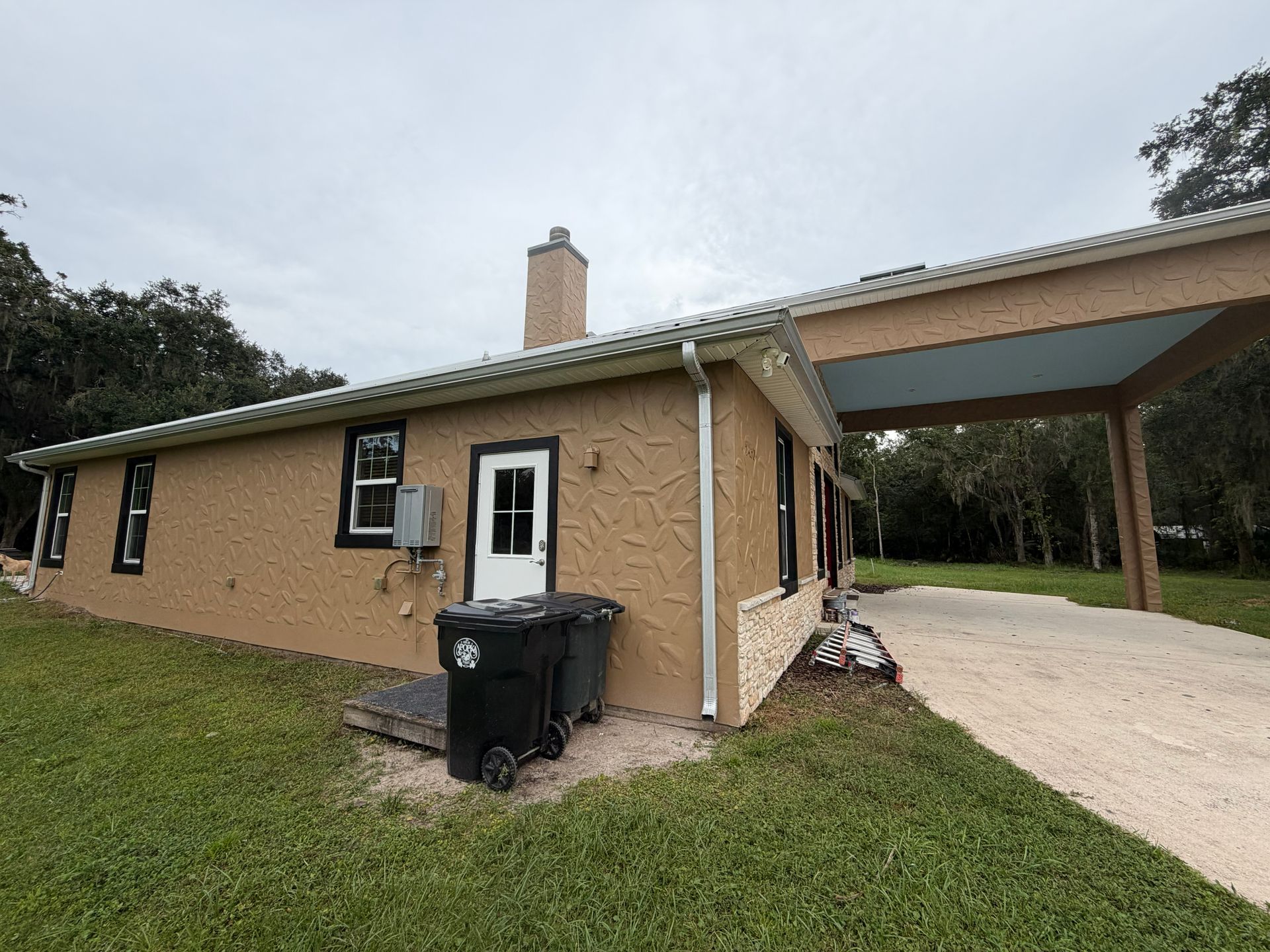 left view of exterior transformation with duration paint