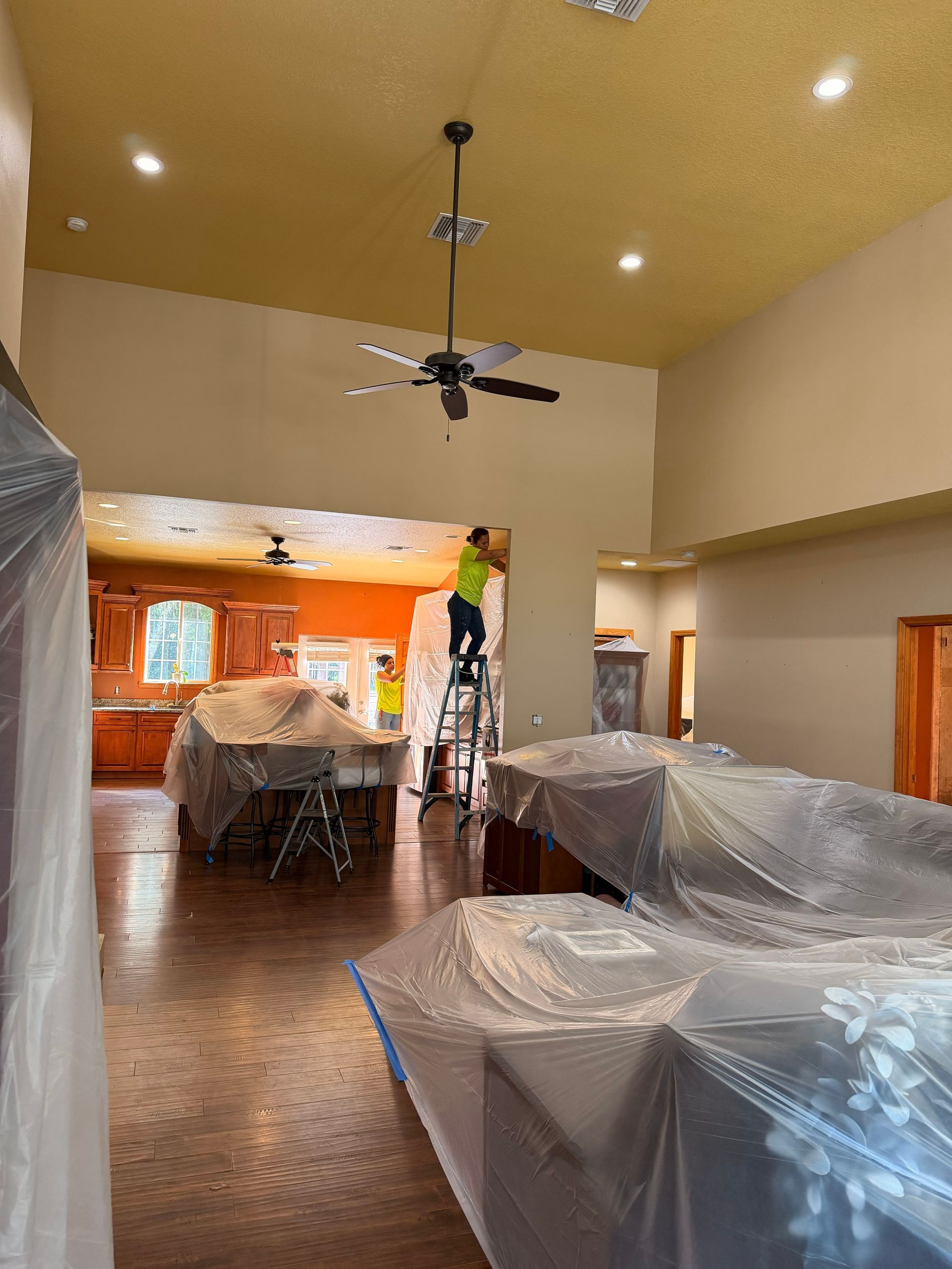masking furniture in living room