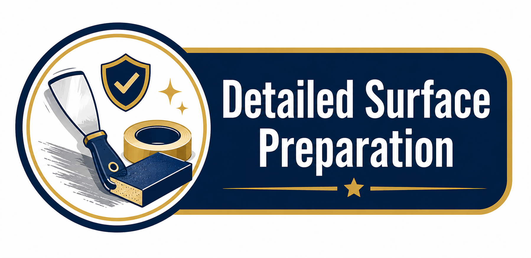 Detailed surface preparation including cleaning, scraping, sanding, caulking, and priming for a long-lasting paint finish