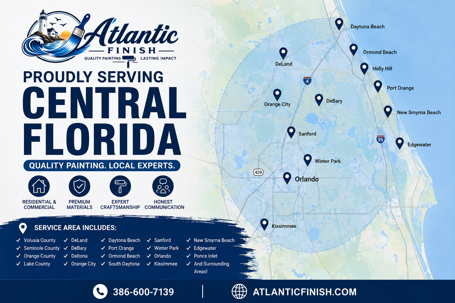 complete painting services for small businesses, offices, real estate investors, retail stores, and commercial buildings in volusia county, FL.