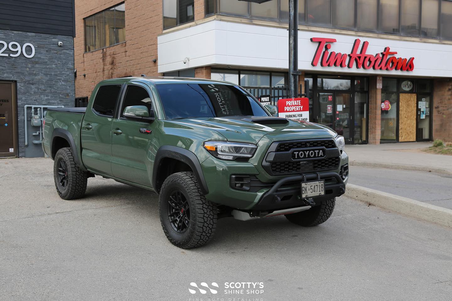 Window Tint on an Army Green Toyota in London