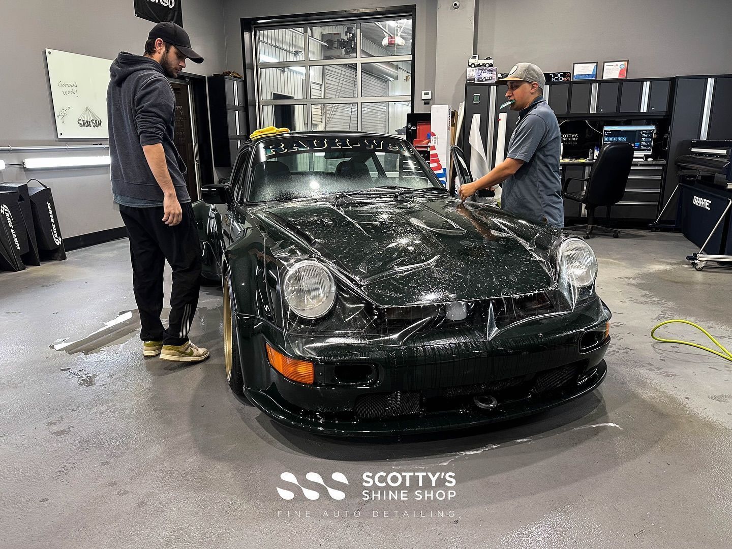 PPF application to a 1990 black porsche