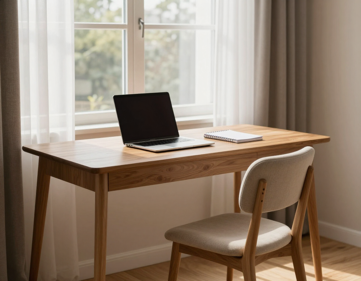 Quiet desk near a window for study or remote work