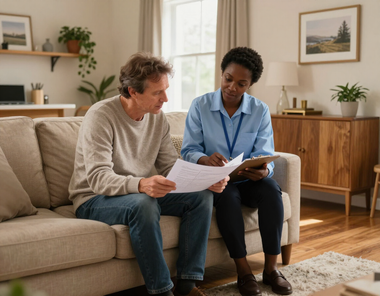 Resident reviewing goals with a mentor