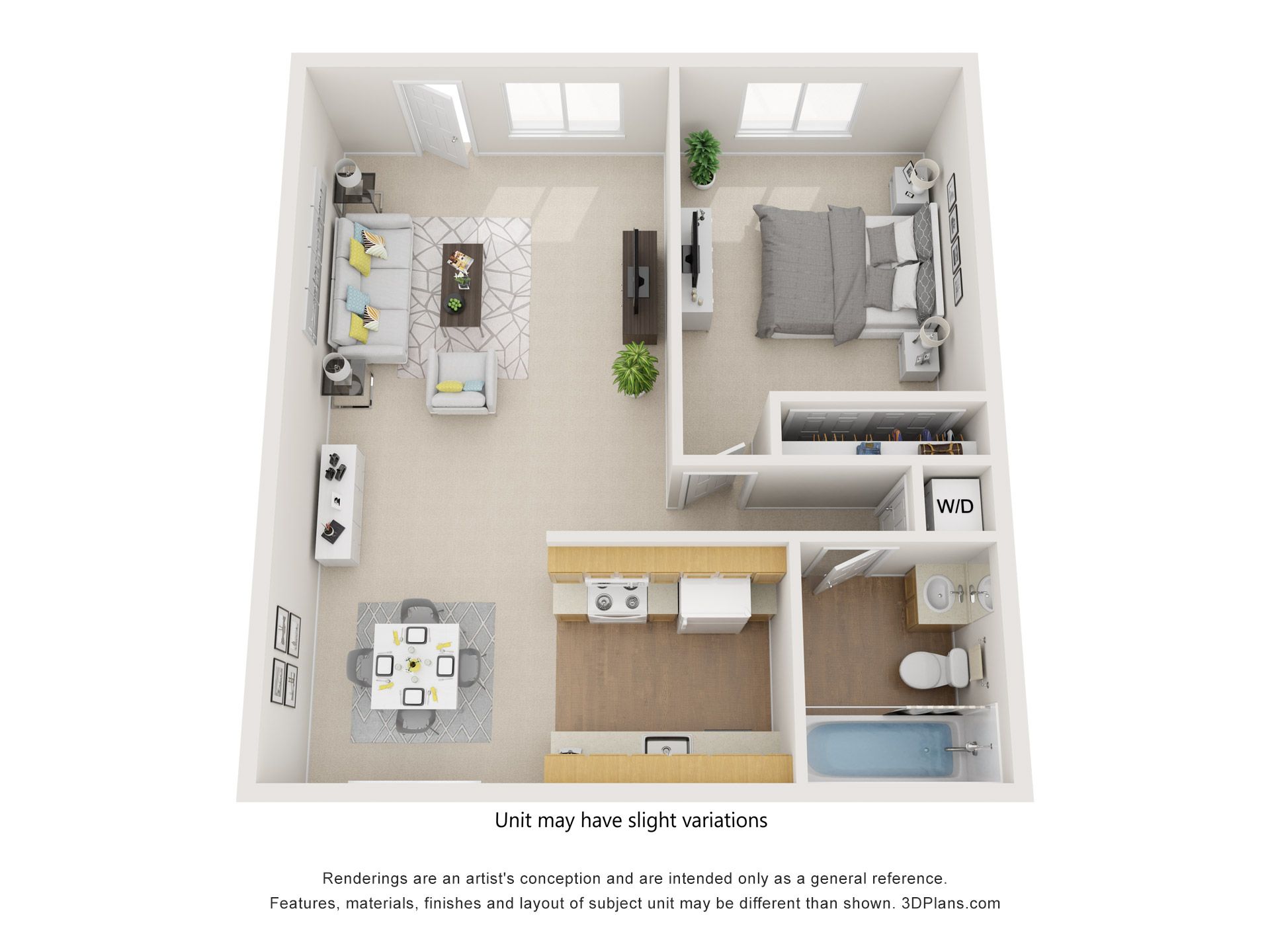 1 bed 1 bath floor plan