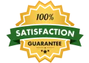a sticker that says 100 % satisfaction guarantee