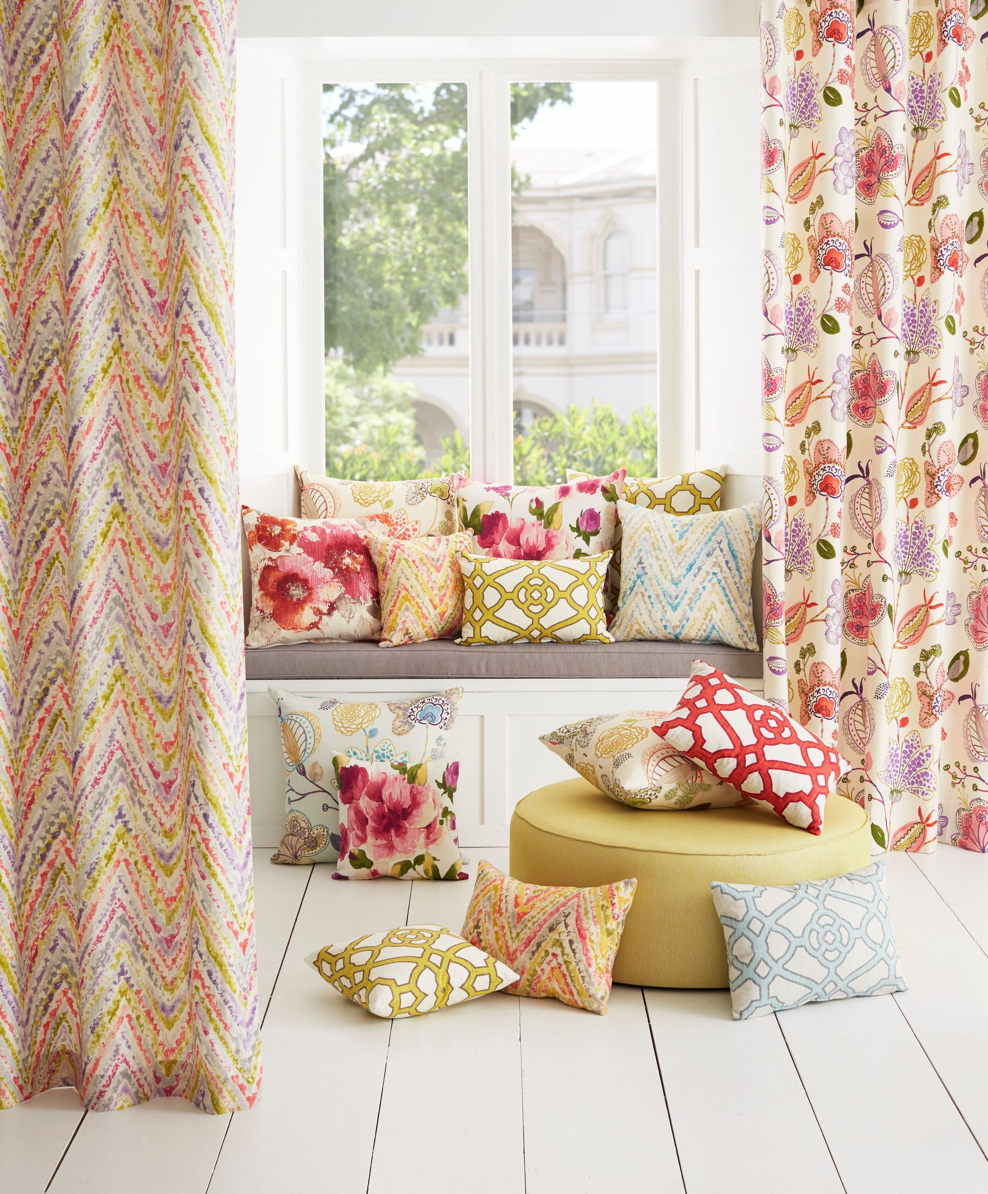 Beige Curtains Hanging From a Wooden Rod — Instyle Curtains & Blinds in Bungalow, QLD