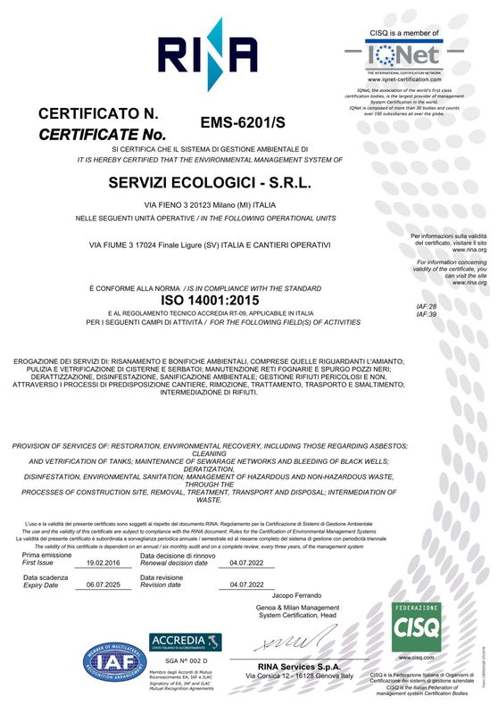 Certificate ISO 14001