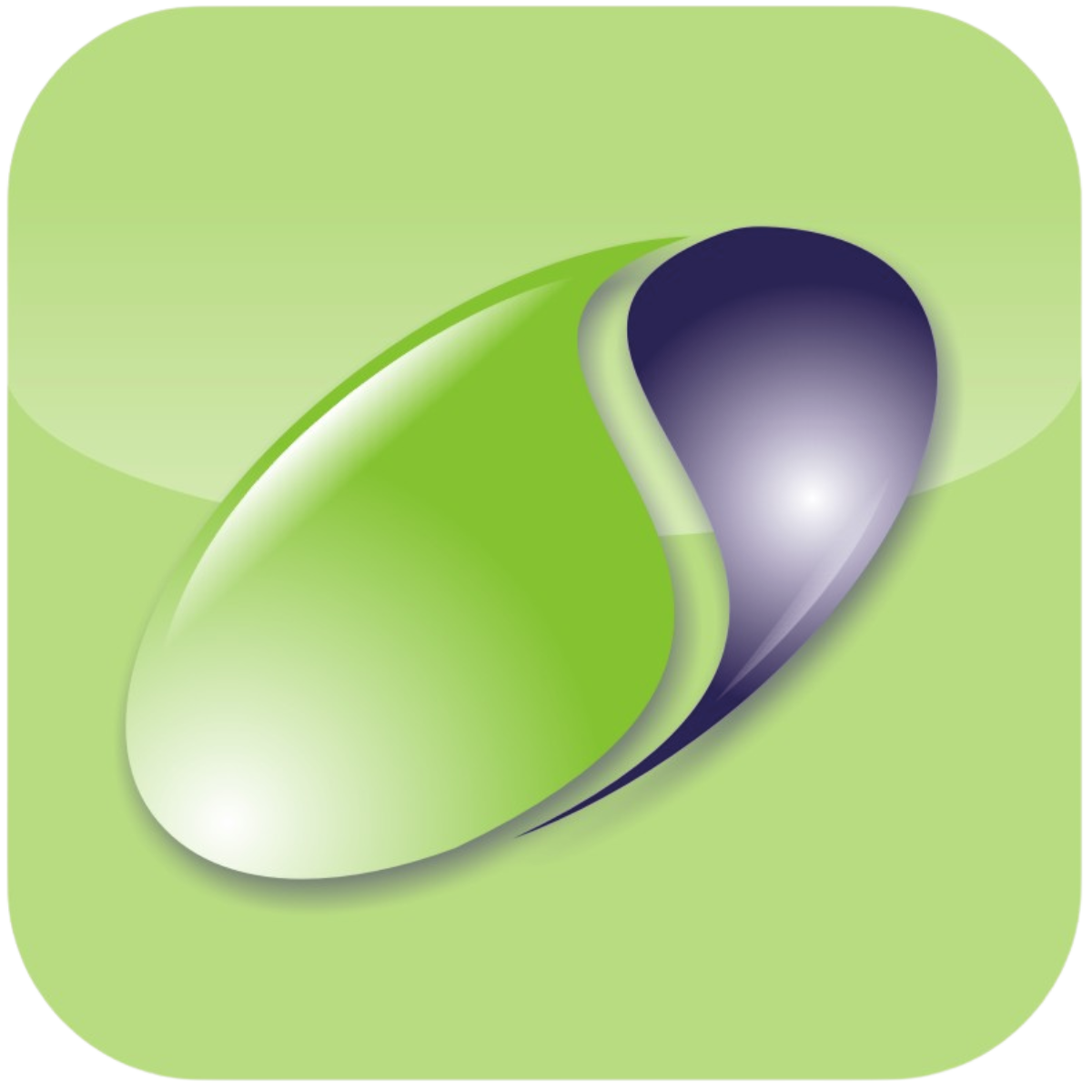 Ein grün-violettes Logo auf grünem Hintergrund.