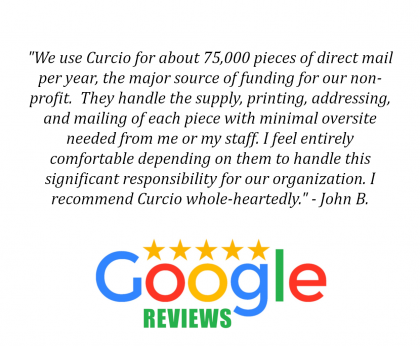 Google Reviews graphic with a customer quote and Google logo in blue, red, yellow, and green