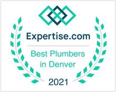 Expertise.com badge with teal laurel wreath: Best Plumbers in Denver 2021