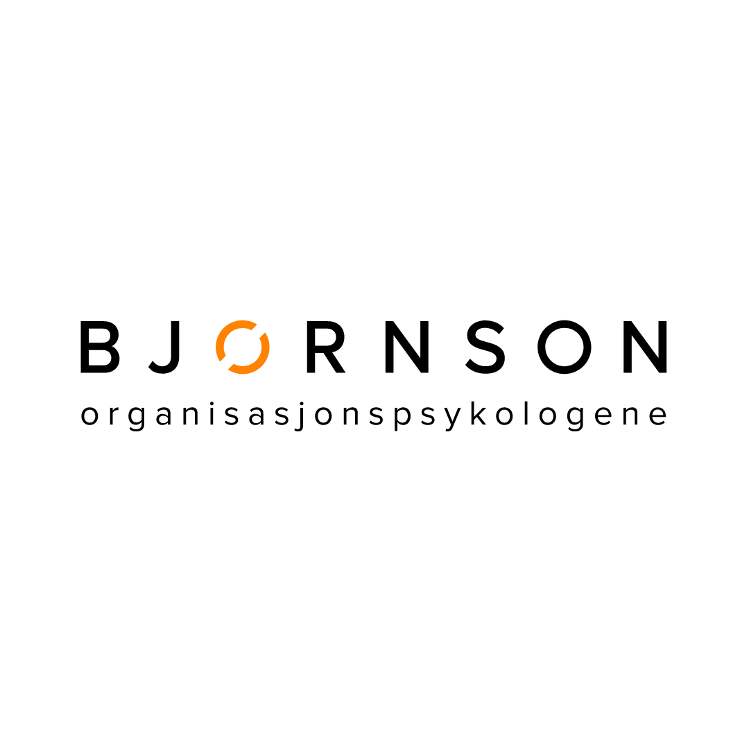Logo of Bjornson, organizational psychologists. Text in black and orange.
