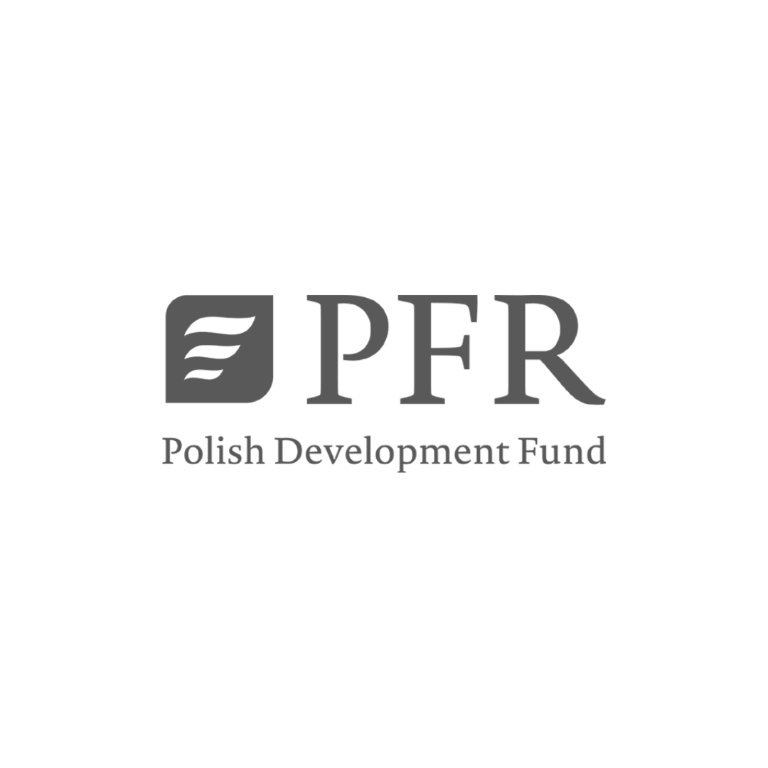 Logo of the Polish Development Fund, featuring a stylized shape and the initials