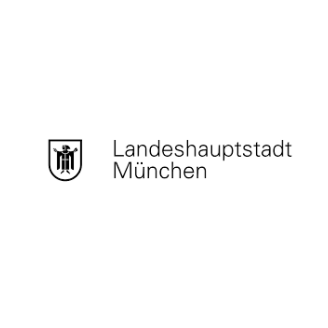 Coat of arms and text for Munich, Germany, a white background.