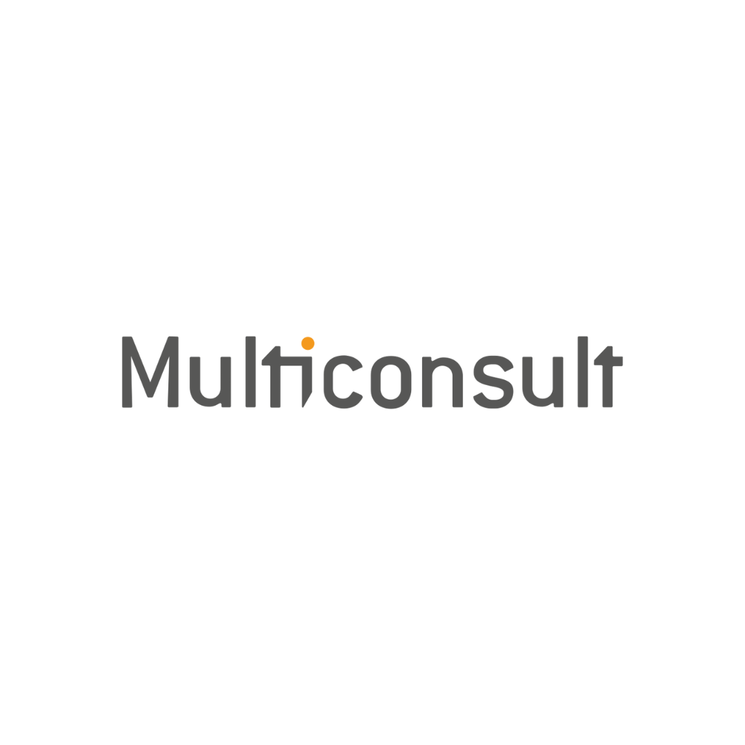 Multiconsult logo in dark gray with a small orange dot above the