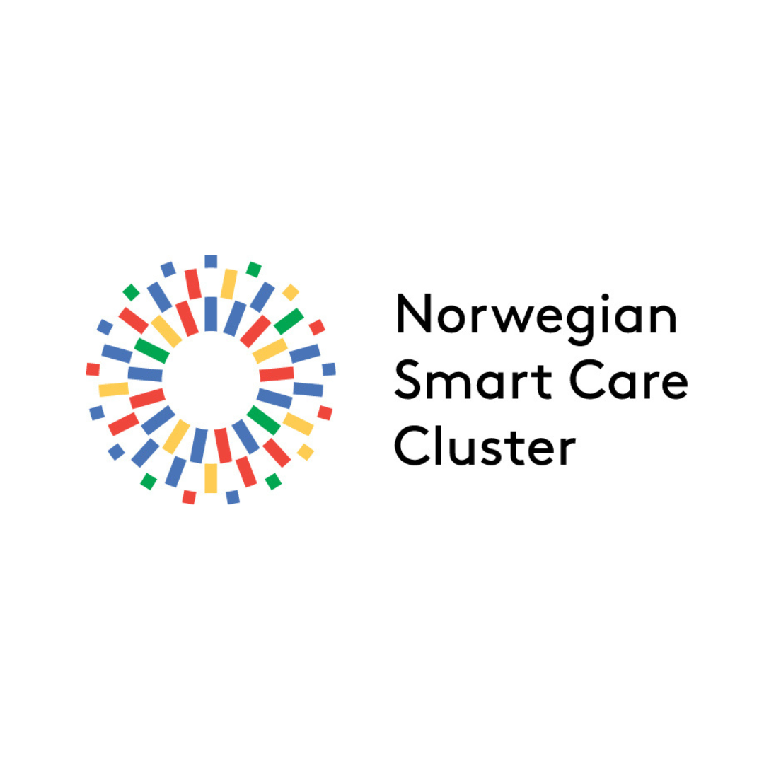 Logo of Norwegian Smart Care Cluster: colorful circular design with text.