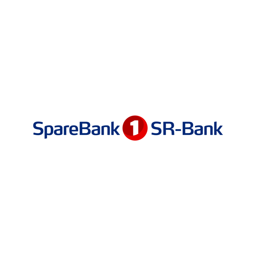 SpareBank 1 SR-Bank logo, blue text, white background. Red circle with number 1 in the middle.