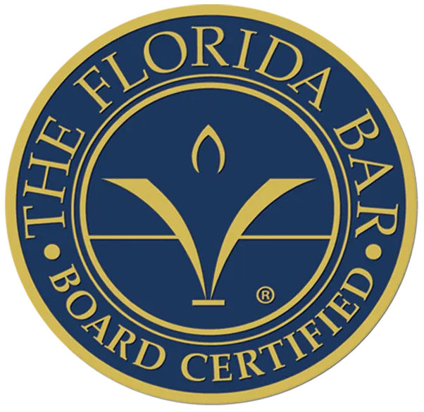 Florida Bar Board Certified Civil Trial seal. Blue and gold.