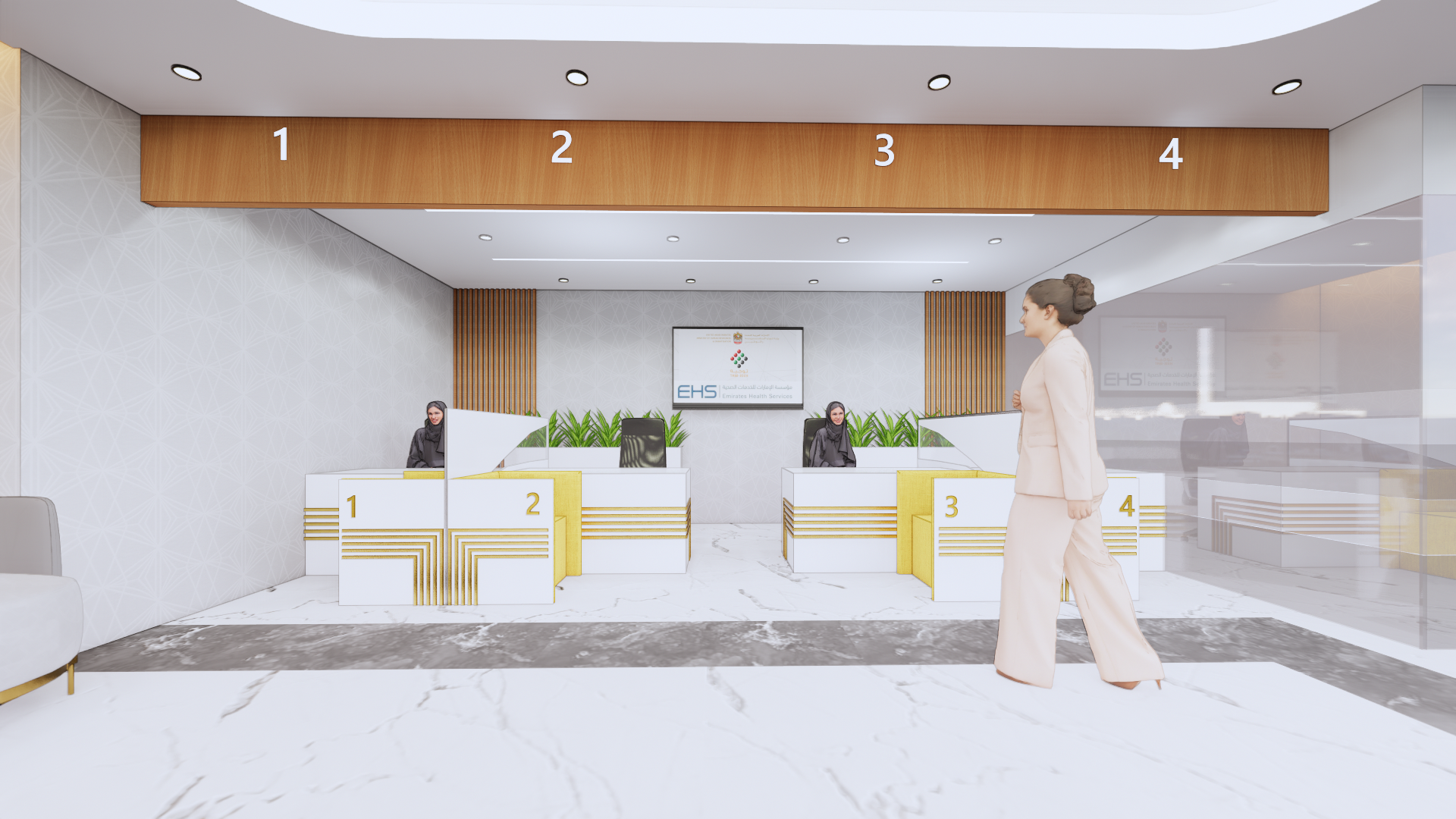 Sahara Medical Examination Center healthcare interior designed by Levantine Healthcare, view 6