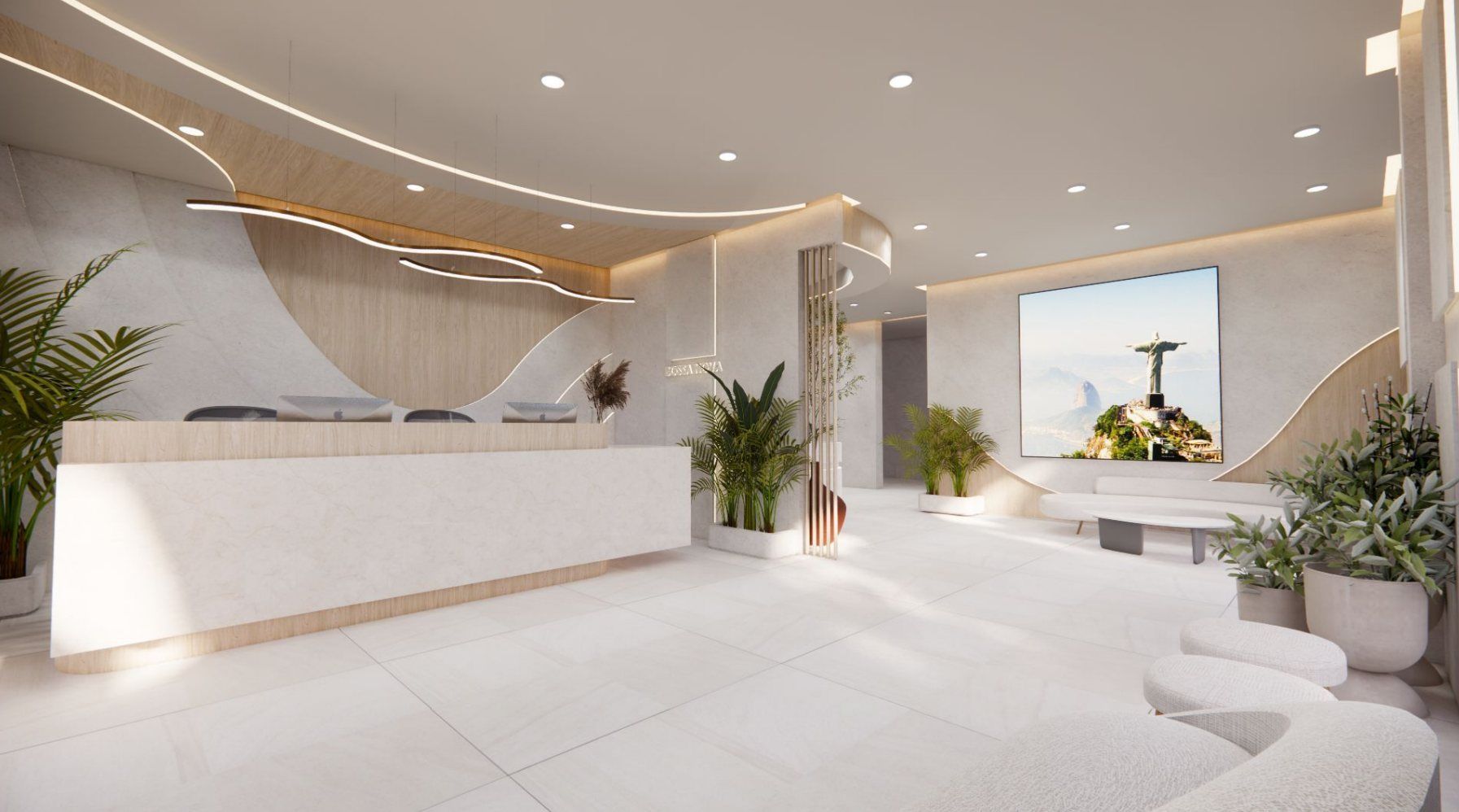 Bossanova Multispeciality Centre reception desk, clinic interior by Levantine Healthcare