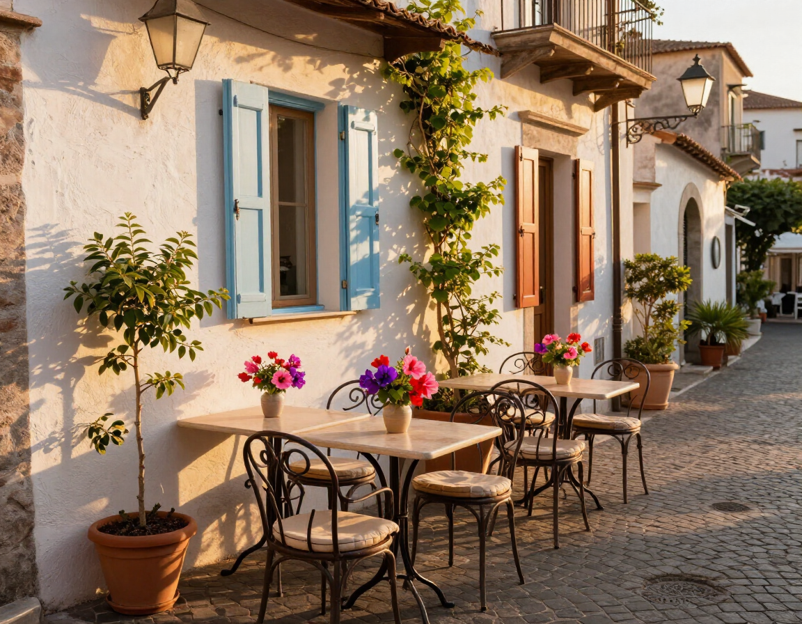 Sunlit European travel destination