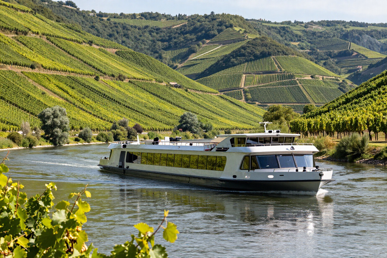 River cruise through European valley
