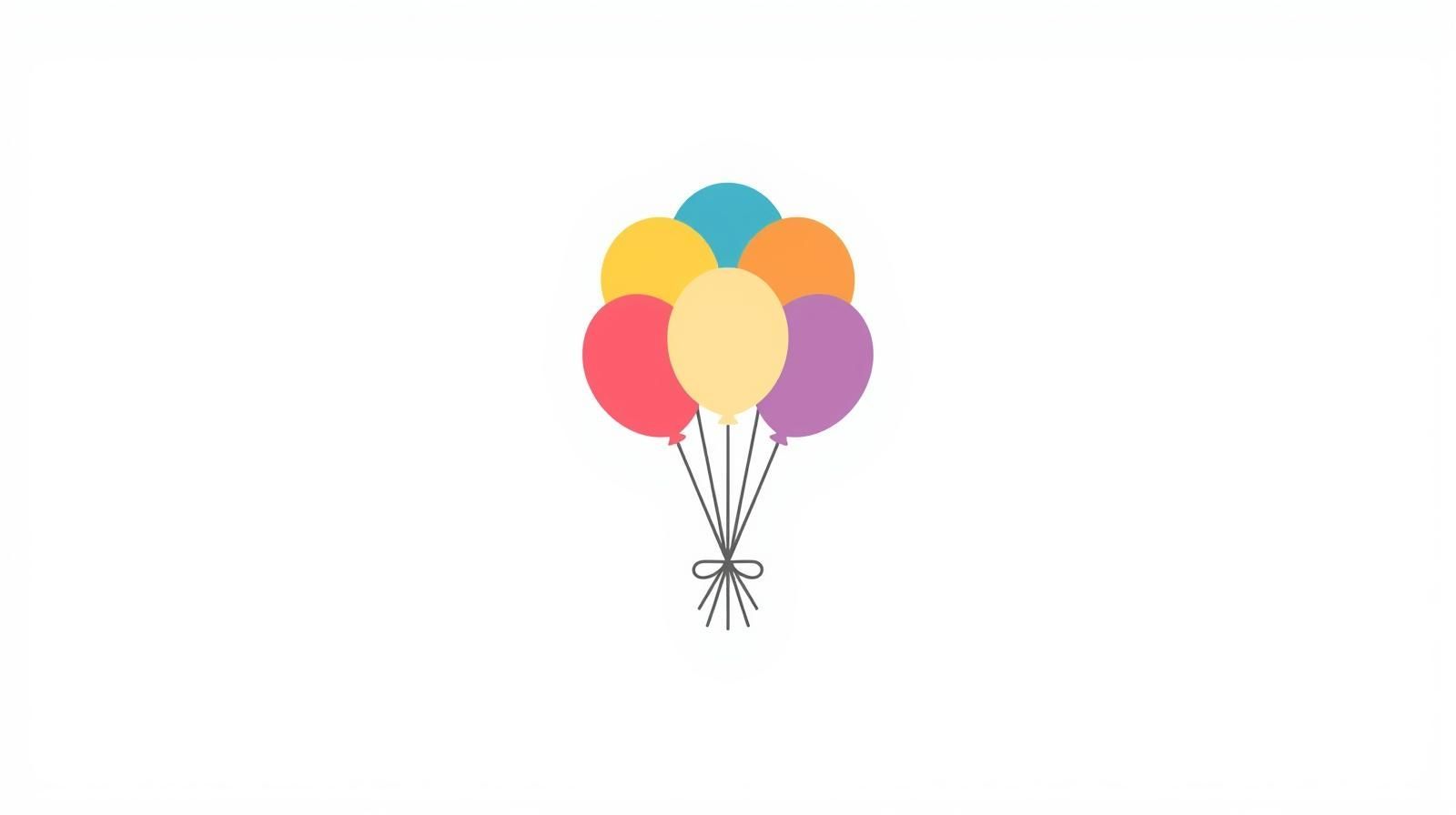 Bunch of seven colorful balloons tied together with a bow.