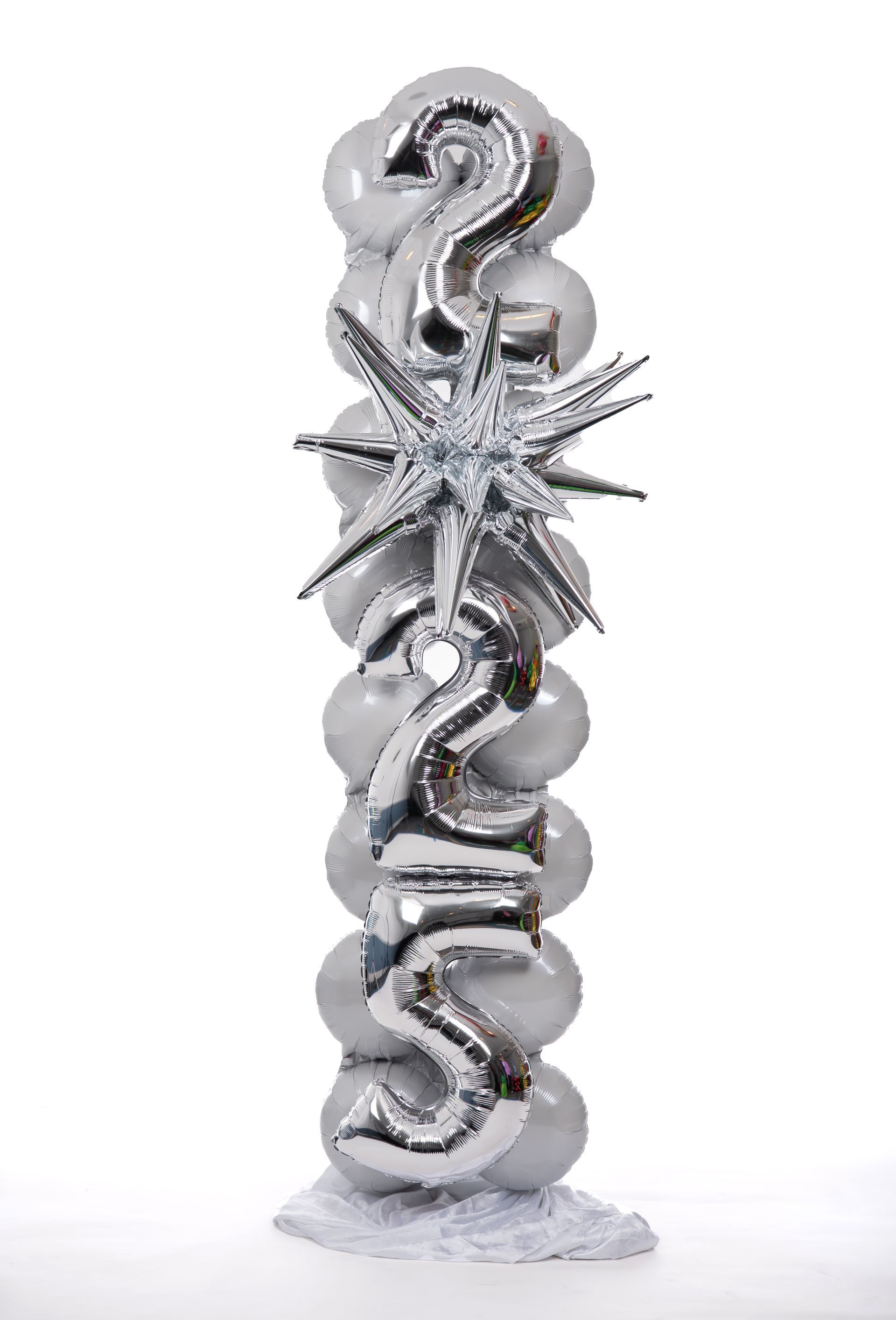 Silver and white balloon column with